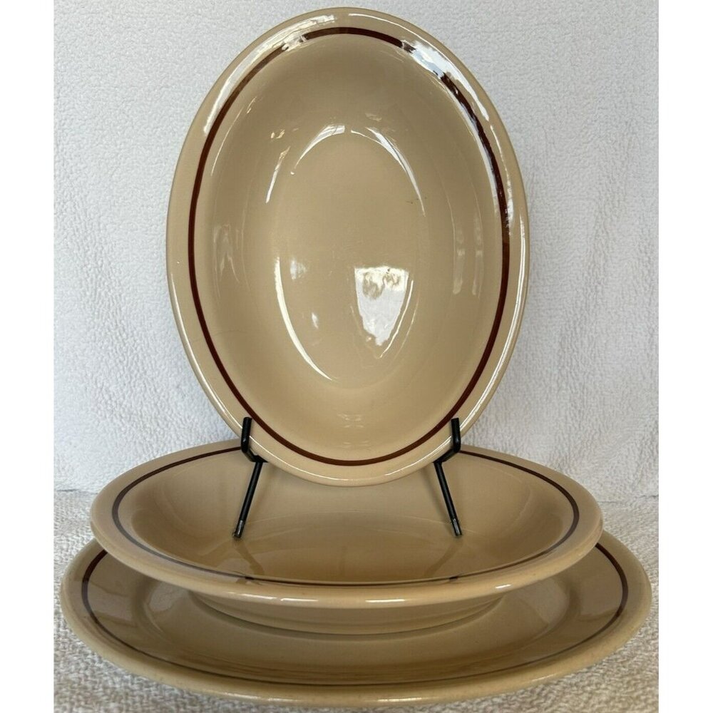 Sterling Vitrified China Serving Set Of 3 One Platter Two Oval Serving Bowls Vtg